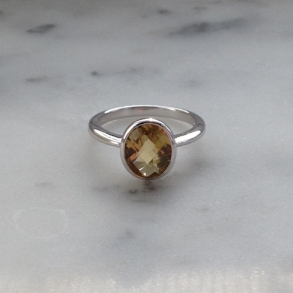 Genuine Whiskey Quartz Oval Cut Ring
